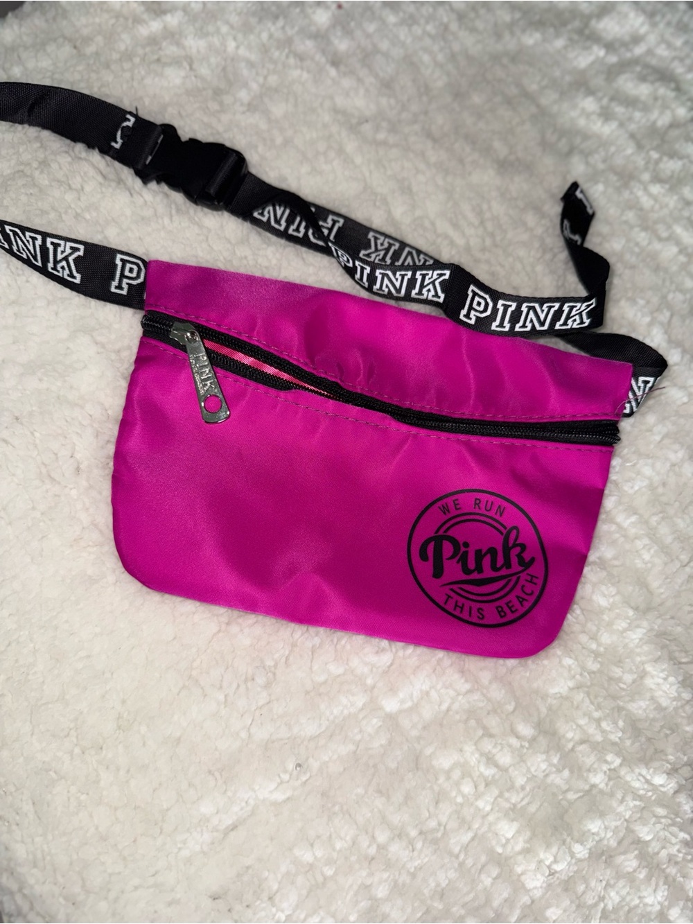 PINK Victoria's Secret Neon Pink Logo Crossbody Waist Bag